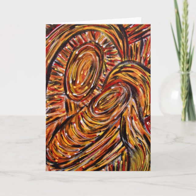 Mother & Child Abstract Christmas Nativity Xmas Holiday Card (Front)