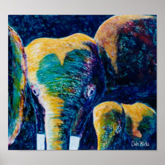 Mother & Child Elephants Poster