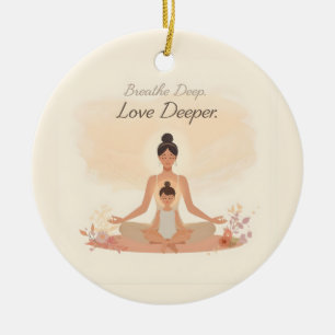 Mother & Child Meditation Serenity Art Ceramic Ornament
