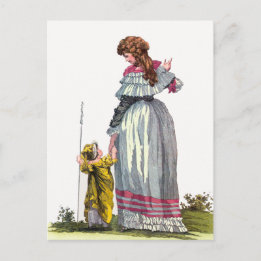 Mother & Child Pretty Regency Fashion Drawing Postcard