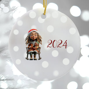 Mother Christmas I Christmas Elf Ceramic Ornament