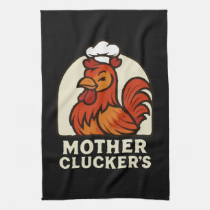 Mother Clucker’s Funny Retro Hen Chef - Vintage Ca Tea Towel