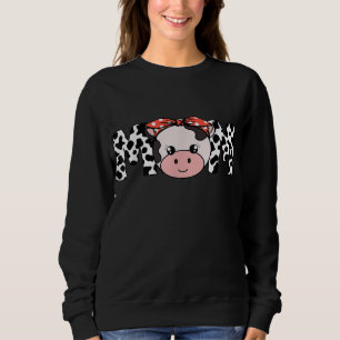 Mother Cow Mum Farming Birthday Funny Family Match Sweatshirt