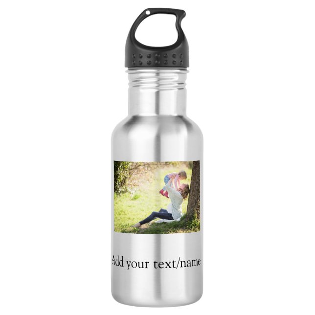 Mother daughter family photo add name picture text 532 ml water bottle (Front)