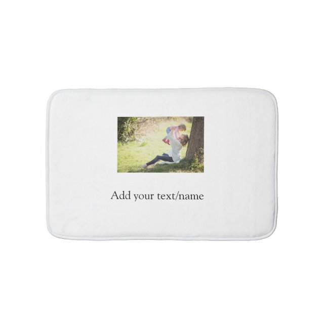 Mother daughter family photo add name picture text bath mat (Front)