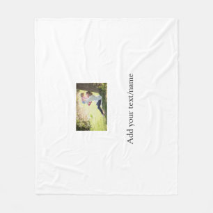Mother daughter family photo add name picture text fleece blanket