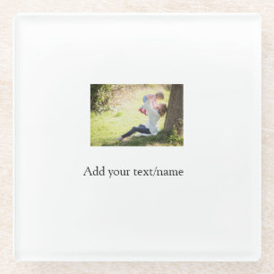 Mother daughter family photo add name picture text glass coaster