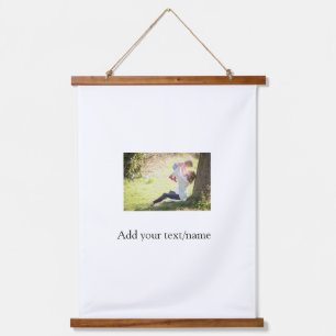Mother daughter family photo add name picture text hanging tapestry