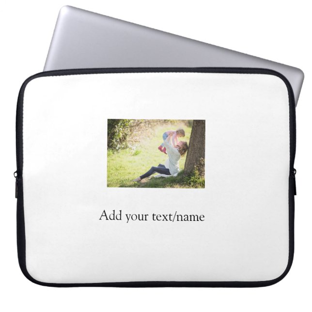 Mother daughter family photo add name picture text laptop sleeve (Front)