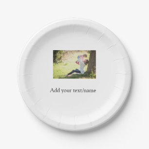 Mother daughter family photo add name picture text paper plate