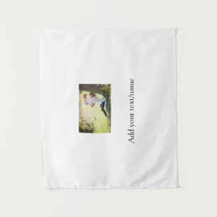 Mother daughter family photo add name picture text tapestry