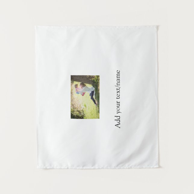 Mother daughter family photo add name picture text tapestry (Front)