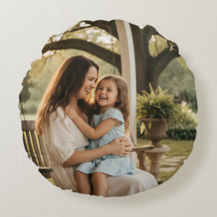 Mother daughter love photo mothers day family gift round cushion