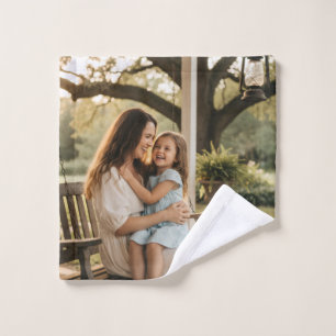 Mother daughter love photo mothers day family gift wash cloth