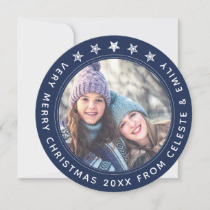Mother Daughter Navy Blue Personalised Christmas Holiday Card