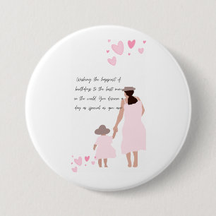 Mother & Daughter Pink Heart Silhouette 7.5 Cm Round Badge