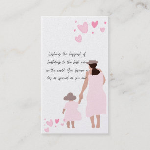 Mother & Daughter Pink Heart Silhouette Enclosure Card