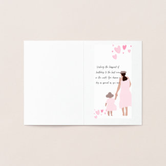 Mother & Daughter Pink Heart Silhouette Foil Card