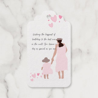 Mother & Daughter Pink Heart Silhouette Gift Tags