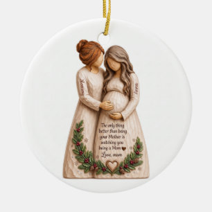 Mother Daughter Pregnant Custom Keepsake Ornament