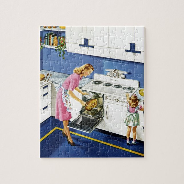 Mother/Daughter Retro Kitchen #2 Jigsaw Puzzle (Vertical)