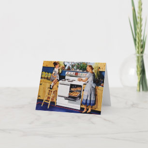 Mother/Daughter Retro Kitchen Note/Greeting Card