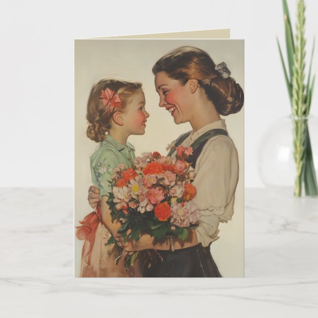 Mother Daughter Sharing Special Moment Flowers Invitation (Front)