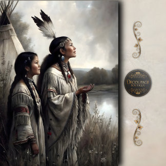 Mother & Daughter Teepee Prayer Decoupage Tissue Paper