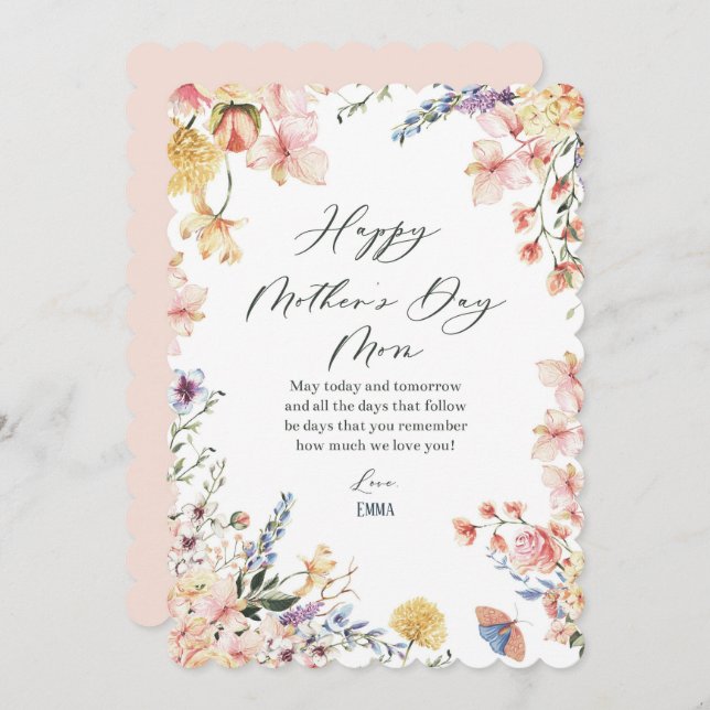 mother day cards floral elegant (Front/Back)