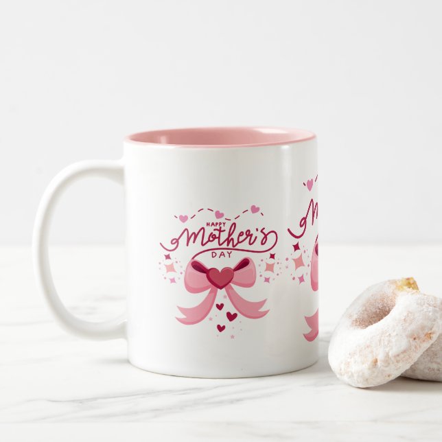 MOTHER DAY TRENDY DESIGN Two-Tone COFFEE MUG (With Donut)