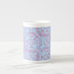 Mother days hearts 01.Pink Lblue BG Bone China Mug