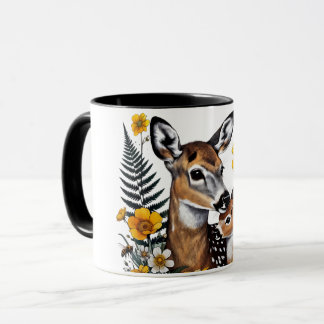 Mother Deer & Fawn Wildflower Mug