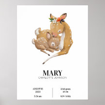 Mother Deer Hugs Her Baby Poster