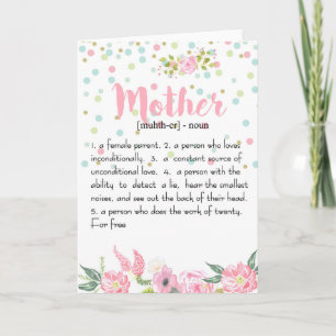 Mother definition card- Mother day gift- M02 Card