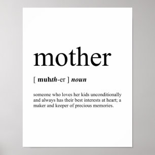 Mother Definition White Poster