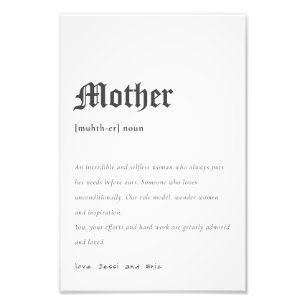 Mother Dictionary Definition Personalised Gift Photo Print