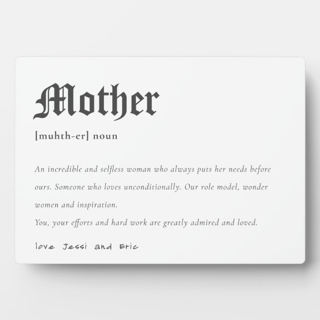 Mother Dictionary Definition Personalised Gift Plaque (Front)