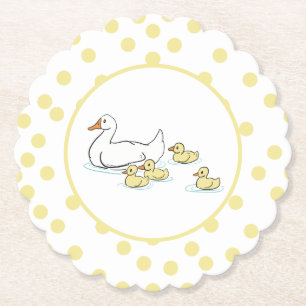 Mother Duck and Duckling Baby Shower Paper Coaster