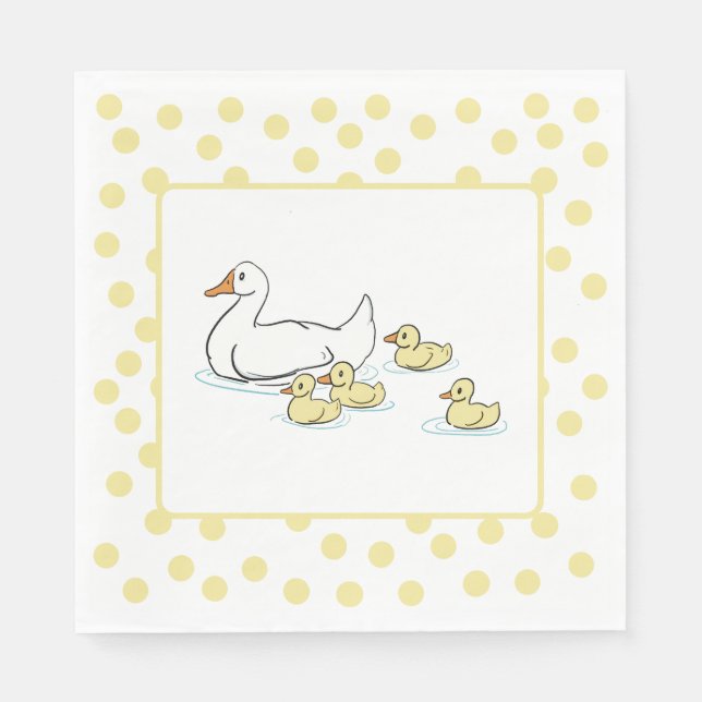 Mother Duck and Duckling Baby Shower Paper Napkin (Front)