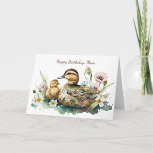 Mother Duck and Duckling Birthday Card