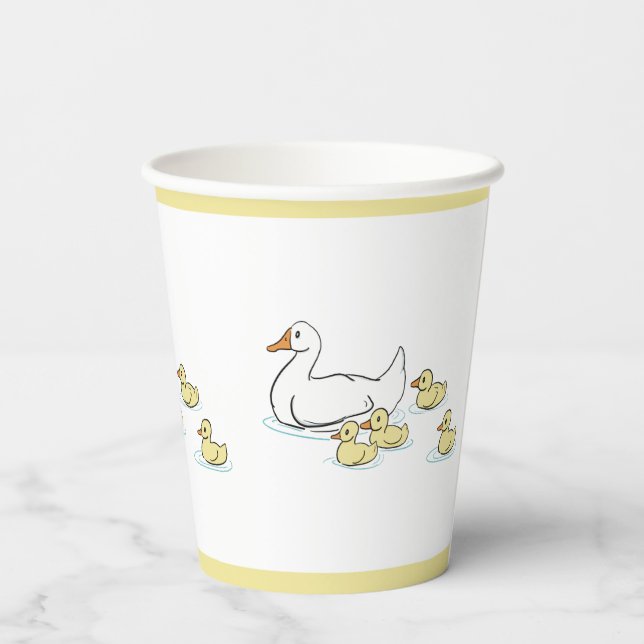 Mother Duck and Ducklings Baby Shower Paper cup (Back)