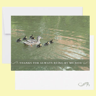 Mother Duck and Ducklings By My Side Flat Thank You Card