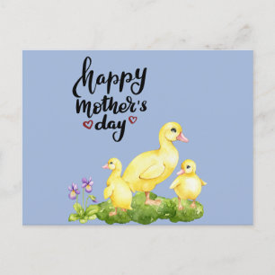 Mother Duck and Ducklings Drawing Holiday Postcard