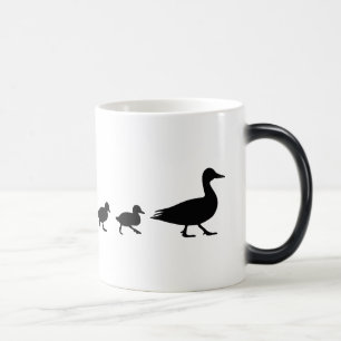 Mother Duck and Ducklings in Silhouette Magic Mug