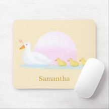Mother Duck Swimming With Her Family