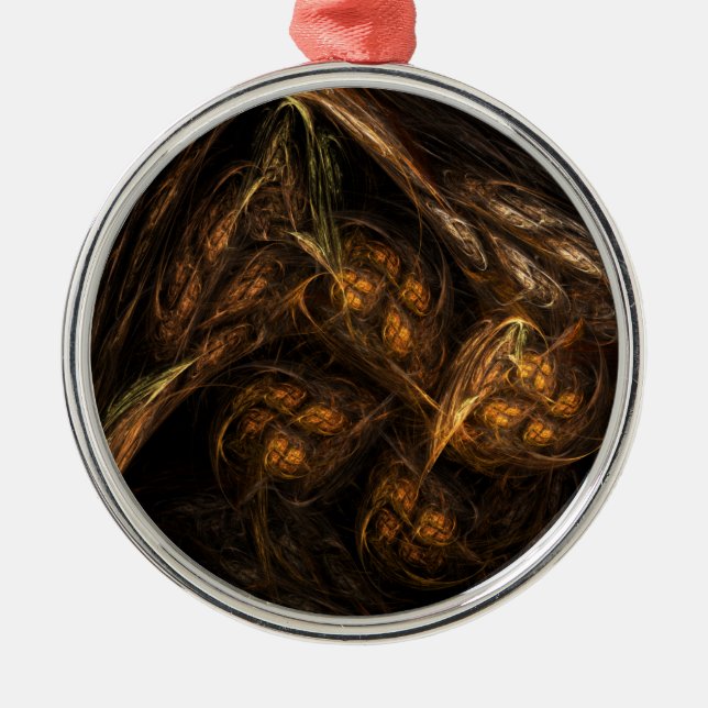 Mother Earth Abstract Art Round Metal Tree Decoration (Front)