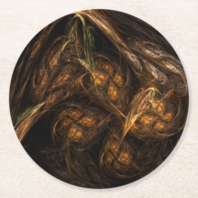 Mother Earth Abstract Art Round Paper Coaster (Front)