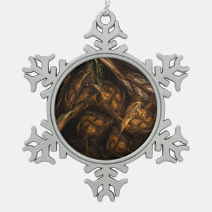 Mother Earth Abstract Art Snowflake Pewter Christmas Ornament