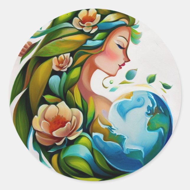 Mother Earth Classic Round Sticker (Front)