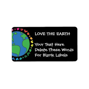 Mother Earth Day Save The Planet Rainbow Hearts Label